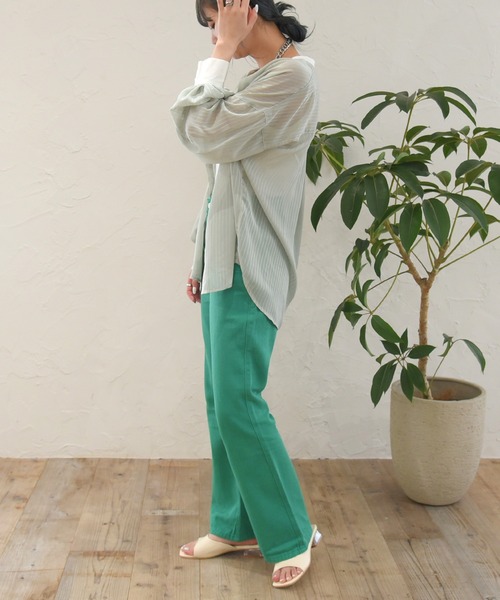 sango（sango）の「シアーストライプバイカラーシャツ（シャツ/ブラウス・レディース・オフホワイト/イエロー/ミント・FREE）」の17枚目の写真