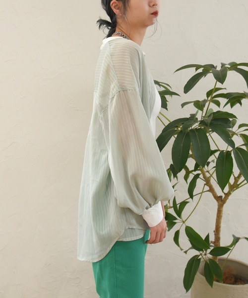 sango（sango）の「シアーストライプバイカラーシャツ（シャツ/ブラウス・レディース・オフホワイト/イエロー/ミント・FREE）」の22枚目の写真