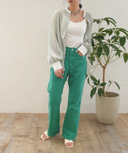 sango（sango）の「シアーストライプバイカラーシャツ（シャツ/ブラウス・レディース・オフホワイト/イエロー/ミント・FREE）」の13枚目の写真