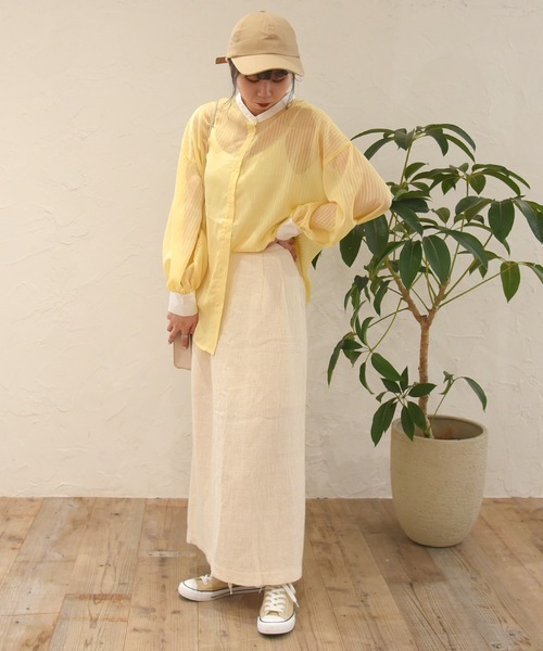 sango（sango）の「シアーストライプバイカラーシャツ（シャツ/ブラウス・レディース・オフホワイト/イエロー/ミント・FREE）」の14枚目の写真