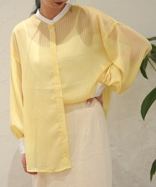 sango（sango）の「シアーストライプバイカラーシャツ（シャツ/ブラウス・レディース・オフホワイト/イエロー/ミント・FREE）」の18枚目の写真