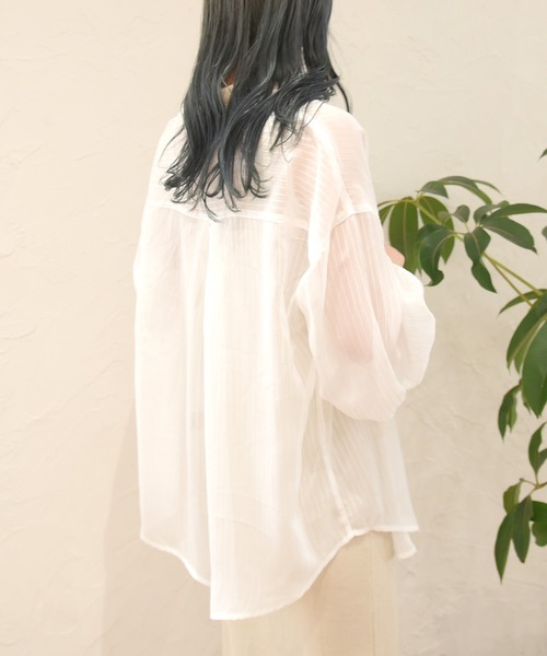 sango（sango）の「シアーストライプバイカラーシャツ（シャツ/ブラウス・レディース・オフホワイト/イエロー/ミント・FREE）」の15枚目の写真