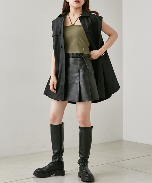 Chico(チコ)の「【新色追加】ショート丈パット付きマルチウェイストラップキャミ(キャミソール・レディース・カーキ/ベージュ/ブラック/アイボリー/ピンク・FREE)」の12枚目の写真