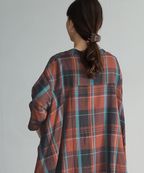 URBAN RESEARCH DOORS（アーバンリサーチドアーズ）の「カラーチェックフレアシャツ（シャツ/ブラウス・レディース・ブラウン系その他/グリーン系その他・MEDIUM）」の15枚目の写真