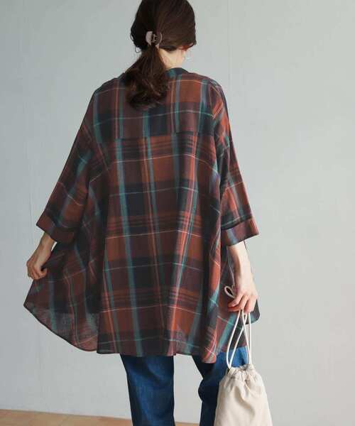 URBAN RESEARCH DOORS（アーバンリサーチドアーズ）の「カラーチェックフレアシャツ（シャツ/ブラウス・レディース・ブラウン系その他/グリーン系その他・MEDIUM）」の11枚目の写真