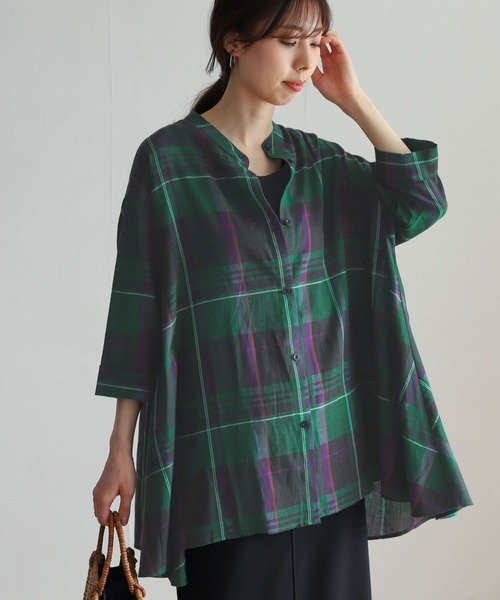 URBAN RESEARCH DOORS（アーバンリサーチドアーズ）の「カラーチェックフレアシャツ（シャツ/ブラウス・レディース・ブラウン系その他/グリーン系その他・MEDIUM）」の21枚目の写真