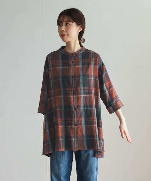 URBAN RESEARCH DOORS（アーバンリサーチドアーズ）の「カラーチェックフレアシャツ（シャツ/ブラウス・レディース・ブラウン系その他/グリーン系その他・MEDIUM）」の13枚目の写真