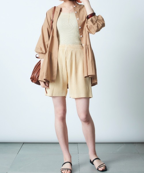 MAISON BREEZE(メゾンブリーズ)の「【MAISON BREEZE】細プリーツリラックスワイドショートパンツ SCCH154(その他パンツ・レディース・ブラック/グリーン/ダークグレー/アイボリー・FREE)」の13枚目の写真