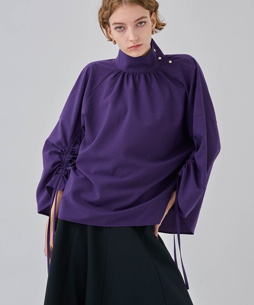CITY TOKYO（シティトウキョウ）の「ドロストスリーブスタンドカラーブラウス（シャツ/ブラウス・レディース・ブラック/パープル/ホワイト・FREE）」の3枚目の写真