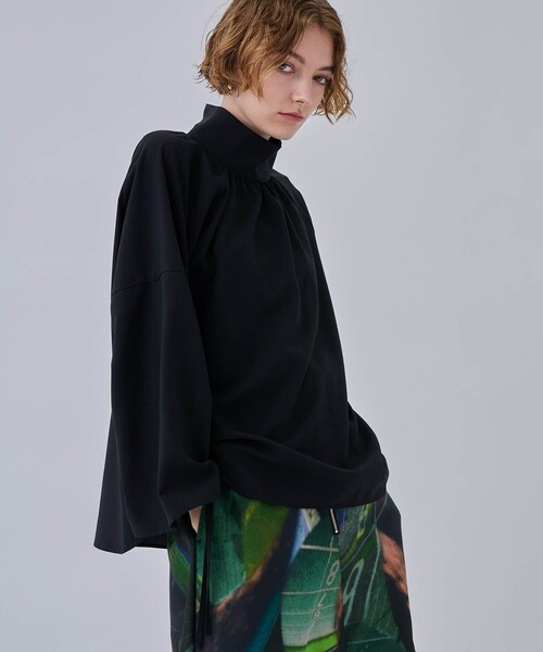 CITY TOKYO（シティトウキョウ）の「ドロストスリーブスタンドカラーブラウス（シャツ/ブラウス・レディース・ブラック/パープル/ホワイト・FREE）」の2枚目の写真