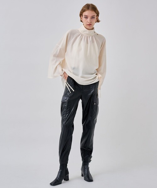 CITY TOKYO（シティトウキョウ）の「ドロストスリーブスタンドカラーブラウス（シャツ/ブラウス・レディース・ブラック/パープル/ホワイト・FREE）」の6枚目の写真