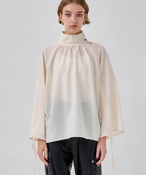 CITY TOKYO（シティトウキョウ）の「ドロストスリーブスタンドカラーブラウス（シャツ/ブラウス・レディース・ブラック/パープル/ホワイト・FREE）」の8枚目の写真