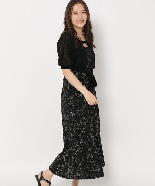 mysty woman（ミスティウーマン）の「シアーニットボレロ×キャミワンピース 123232（ワンピース・レディース・ベージュ系その他/ブラック系その他/ピンクベージュ・FREE）」の7枚目の写真