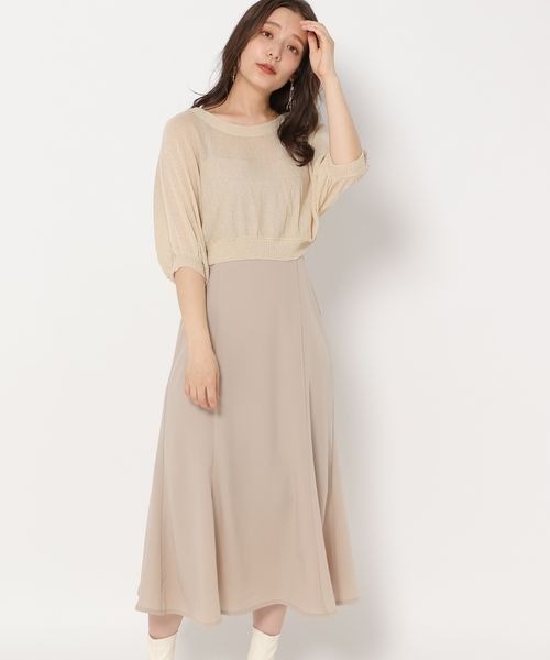 mysty woman（ミスティウーマン）の「シアーニットボレロ×キャミワンピース 123232（ワンピース・レディース・ベージュ系その他/ブラック系その他/ピンクベージュ・FREE）」の10枚目の写真