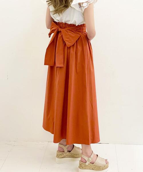 INGNI(イング)の「BACKリボンギャザーフレア/スカート(スカート・レディース・ブラック/ブラウン/オレンジ/ライトベージュ・FREE)」の4枚目の写真