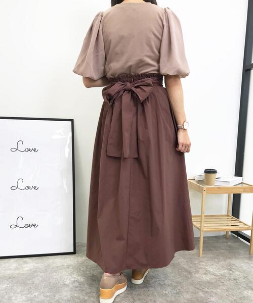 INGNI(イング)の「BACKリボンギャザーフレア/スカート(スカート・レディース・ブラック/ブラウン/オレンジ/ライトベージュ・FREE)」の12枚目の写真