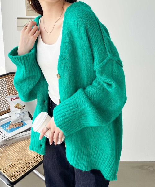 GeeRA（ジーラ）の「シャギー起毛ニットカーディガン（カーディガン/ボレロ・レディース・ベージュ/オレンジ/グリーン・MEDIUM/LARGE/X-LARGE）」の10枚目の写真