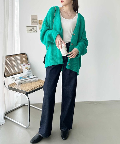 GeeRA（ジーラ）の「シャギー起毛ニットカーディガン（カーディガン/ボレロ・レディース・ベージュ/オレンジ/グリーン・MEDIUM/LARGE/X-LARGE）」の12枚目の写真