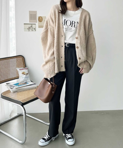 GeeRA（ジーラ）の「シャギー起毛ニットカーディガン（カーディガン/ボレロ・レディース・ベージュ/オレンジ/グリーン・MEDIUM/LARGE/X-LARGE）」の7枚目の写真