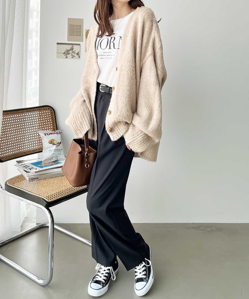 GeeRA（ジーラ）の「シャギー起毛ニットカーディガン（カーディガン/ボレロ・レディース・ベージュ/オレンジ/グリーン・MEDIUM/LARGE/X-LARGE）」の8枚目の写真