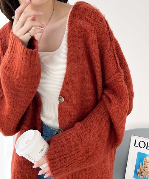 GeeRA（ジーラ）の「シャギー起毛ニットカーディガン（カーディガン/ボレロ・レディース・ベージュ/オレンジ/グリーン・MEDIUM/LARGE/X-LARGE）」の16枚目の写真