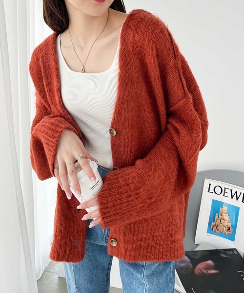 GeeRA（ジーラ）の「シャギー起毛ニットカーディガン（カーディガン/ボレロ・レディース・ベージュ/オレンジ/グリーン・MEDIUM/LARGE/X-LARGE）」の13枚目の写真