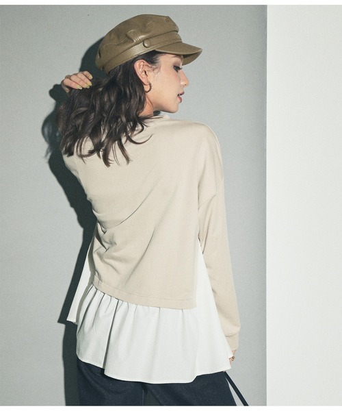 ANAP（アナップ）の「フェイクレザーキャスケット（キャスケット・レディース・ベージュ/ブラック・FREE）」の3枚目の写真