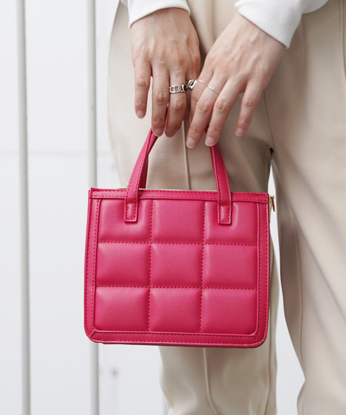 VENCEEXCHANGE（ヴァンスエクスチェンジ）の「2WAYスクエアキルティングミニトートバッグ（ショルダーバッグ・レディース・ピンク/グリーン/ブラック・FREE）」の11枚目の写真