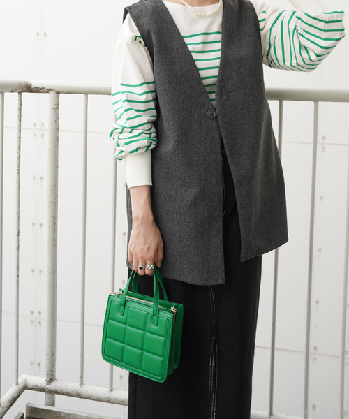 VENCEEXCHANGE（ヴァンスエクスチェンジ）の「2WAYスクエアキルティングミニトートバッグ（ショルダーバッグ・レディース・ピンク/グリーン/ブラック・FREE）」の8枚目の写真