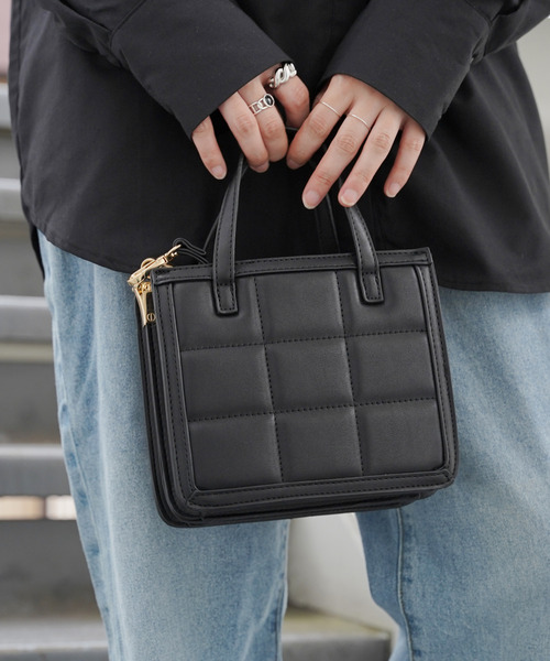 VENCEEXCHANGE（ヴァンスエクスチェンジ）の「2WAYスクエアキルティングミニトートバッグ（ショルダーバッグ・レディース・ピンク/グリーン/ブラック・FREE）」の10枚目の写真