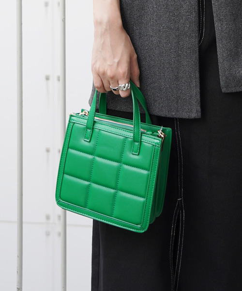 VENCEEXCHANGE（ヴァンスエクスチェンジ）の「2WAYスクエアキルティングミニトートバッグ（ショルダーバッグ・レディース・ピンク/グリーン/ブラック・FREE）」の9枚目の写真