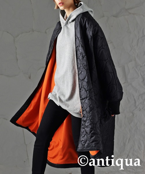 antiqua（アンティカ）の「キルティングポンチョ（ポンチョ・レディース・ブラック/カーキ・FREE）」の4枚目の写真