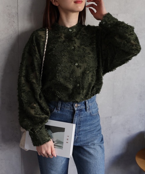 セール】ジャガードフラワーブラウス / シアーブラウス/オケージョン  