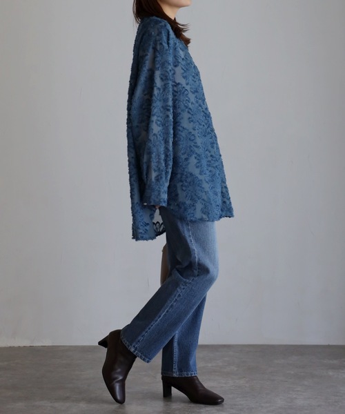 sakishimatokyo(サキシマトーキョー)の「ジャガードフラワーブラウス / シアーブラウス【レディース シャツ/ブラウスランキング1位獲得実績あり】(シャツ/ブラウス・レディース・ブラック/カーキ/ブルー/アイボリー/オフホワイト・M/S)」の17枚目の写真