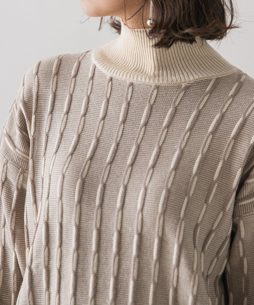 rectangle(レクタングル)の「3Dジャガードタートルニット(ニット/セーター・レディース・ブラック/パープル/オレンジ/アイボリー・FREE)」の8枚目の写真