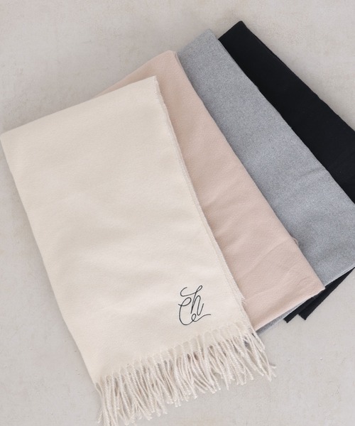 Chico（チコ）の「【新色追加】刺繍入り無地ストール（マフラー・レディース・ブラック/ベージュ/グレー/アイボリー/ピンク・FREE）」の21枚目の写真