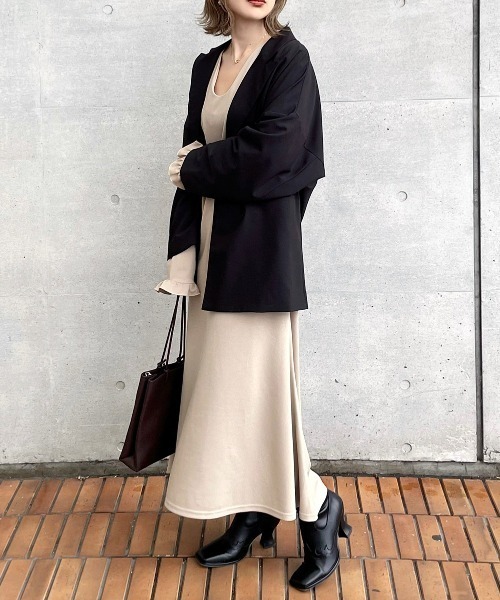 INTER FACTORY（インターファクトリー）の「kally - フレアロングワンピース made in INTER FACTORY（ワンピース・レディース・ベージュ/ブラック・FREE）」の12枚目の写真