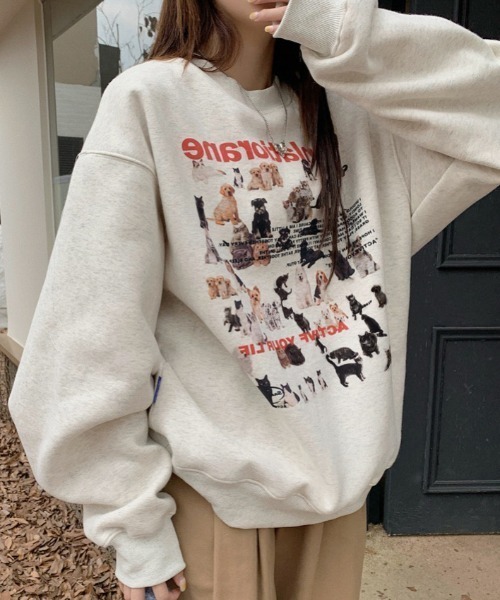 Vipoa（ヴィポア）の「アニマルグラフィックルーズスウェット（スウェット・レディース・ライトグレー・FREE）」の2枚目の写真