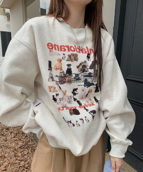 Vipoa（ヴィポア）の「アニマルグラフィックルーズスウェット（スウェット・レディース・ライトグレー・FREE）」の3枚目の写真