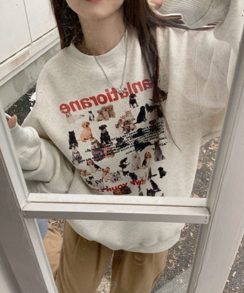 Vipoa（ヴィポア）の「アニマルグラフィックルーズスウェット（スウェット・レディース・ライトグレー・FREE）」の4枚目の写真