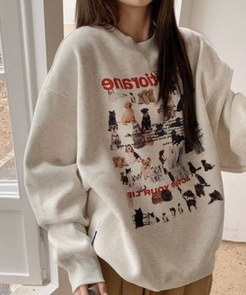 Vipoa（ヴィポア）の「アニマルグラフィックルーズスウェット（スウェット・レディース・ライトグレー・FREE）」の5枚目の写真