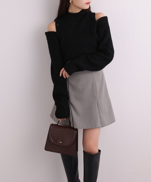 one after another NICE CLAUP(ワンアフターアナザーナイスクラップ)の「シルエットがきれいなベルト付きフレアミニスカート(スカート・レディース・ブラック/モカ/ブラック系その他/チェック・FREE)」の15枚目の写真