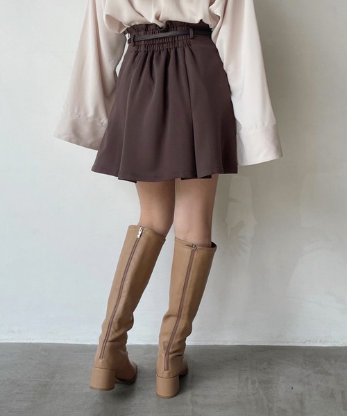 one after another NICE CLAUP(ワンアフターアナザーナイスクラップ)の「シルエットがきれいなベルト付きフレアミニスカート(スカート・レディース・ブラック/モカ/ブラック系その他/チェック・FREE)」の10枚目の写真