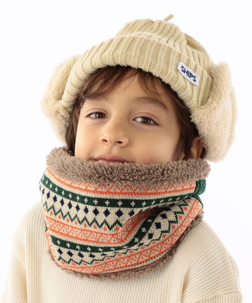 SHIPS(シップス)の「SHIPS KIDS:ジャカード×ボア リバーシブル ネックウォーマー(マフラー・キッズ・ネイビー/グリーン・ONE SIZE)」の3枚目の写真