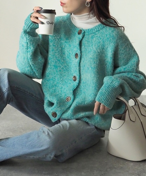 Riberry(リベリー)の「ラウンドネックニットカーデ(カーディガン/ボレロ・レディース・オレンジ/ベージュ/グリーン・MEDIUM)」の20枚目の写真