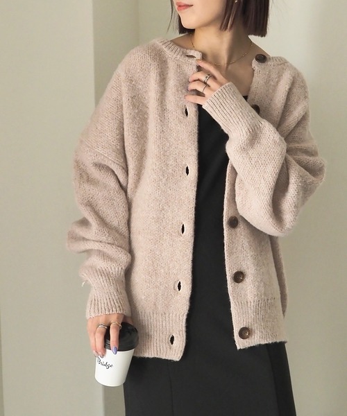 Riberry(リベリー)の「ラウンドネックニットカーデ(カーディガン/ボレロ・レディース・オレンジ/ベージュ/グリーン・MEDIUM)」の14枚目の写真