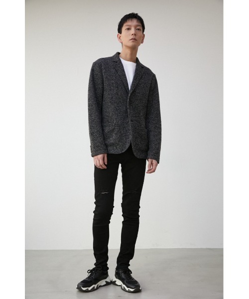 AZUL by moussy(アズールバイマウジー)の「TAILORED KNIT JACKET/テイラードニットジャケット(テーラードジャケット・メンズ・ダークネイビー/チャコールグレー・LARGE/MEDIUM)」の5枚目の写真