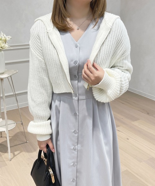 apres jour(アプレジュール)の「ジップニットパーカー【ZOZOTOWN限定アイテム】(ニット/セーター・レディース・ピンク/ライトグレー/オフホワイト・フリー/X-LARGE)」の11枚目の写真