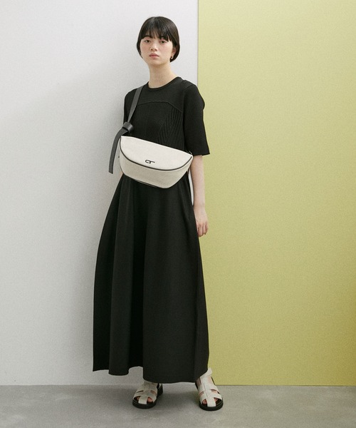 【新品】FRAMeWORK ハーフスリーブワンピース 黒 FRAMeWORK ハーフスリーブワンピース