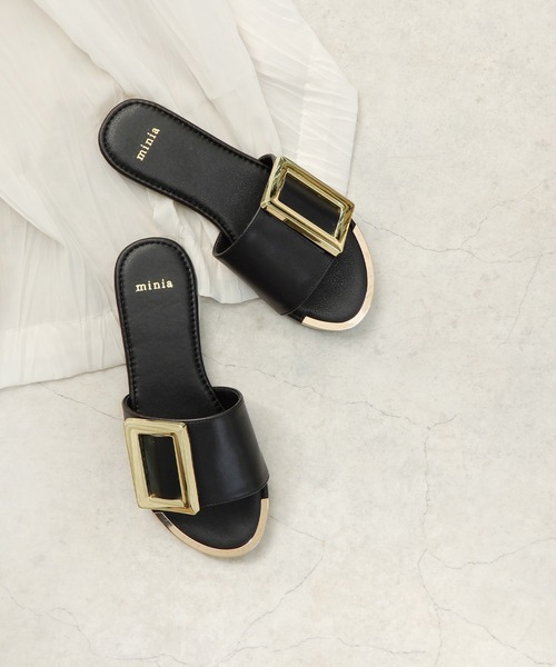 minia（ミニア）の「ビッグバックルフラットサンダル（サンダル・レディース・ブラック/ブラウン/イエロー/ゼブラ・S/M/L/LL）」の15枚目の写真
